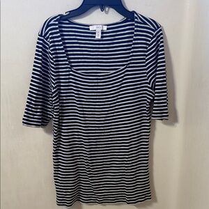 1901 Blue and White Striped Top